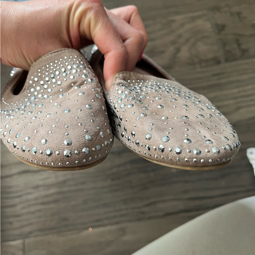 Aldo Taupe Suede Studded Slip-On Loafers - Picture 7 of 9
